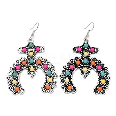 Alloy Synthetic Turquoise Dangle Earrings for Women EJEW-U053-10AS-01-1