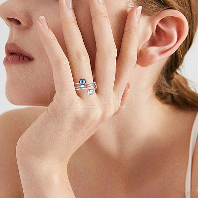 4Pcs 4 Style Resin Evil Eye Cuff Rings RJEW-PH0001-11-1