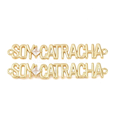 Brass Pave Clear Cubic Zirconia Connector Charm KK-F931-25G-1