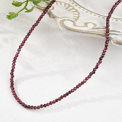 Natural Garnet Beaded Necklaces NJEW-K114-A-A04-1