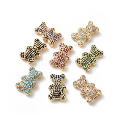 Real 18K Gold Plated Rack Plating Brass Micro Pave Cubic Zirconia Beads ZIRC-L100-135G-1