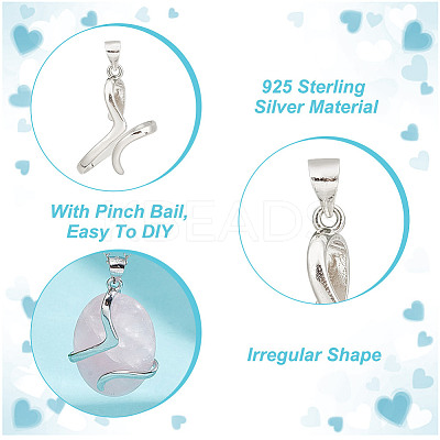 1Pc Rhodium Plated Rhodium Plated 925 Sterling Silver Pendant Bails FIND-GO0001-80-1