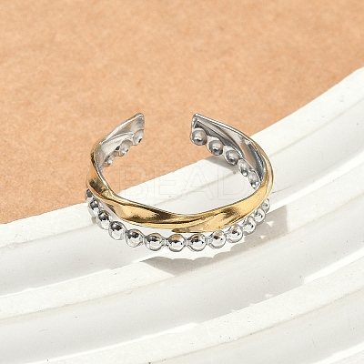 304 Stainless Steel Double Color Cuff Rings RJEW-S635-01GP-D-1