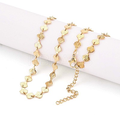 6MM 304 Stainless Steel Shell Shape Link Chain Necklaces NJEW-T016-06G-1