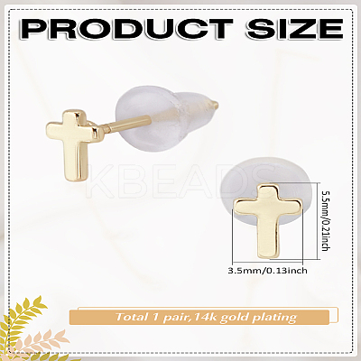 1Pair Brass Cross Stud Earrings EJEW-LP0002-52-1