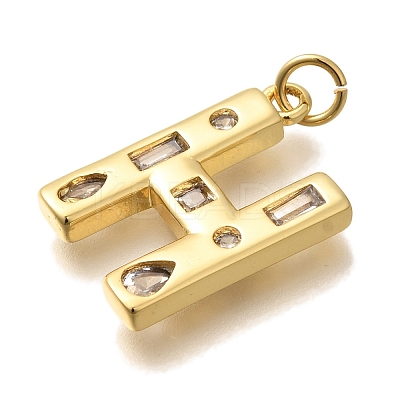 Brass Micro Pave Clear Cubic Zirconia Pendants KK-G521-01G-H-1