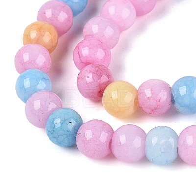 Ombre Effect Opaque Crackle Glass Beads Strands GLAA-Q106-01A-A08-1
