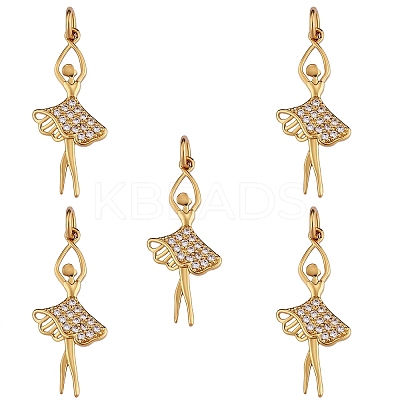 5Pcs Rack Plating Brass Micro Pave Cubic Zirconia Pendants KK-SZ0005-95-1