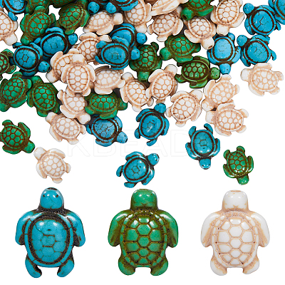 120Pcs 3 Styles Synthetic Howlite & Turquoise Beads G-SC0002-47-1