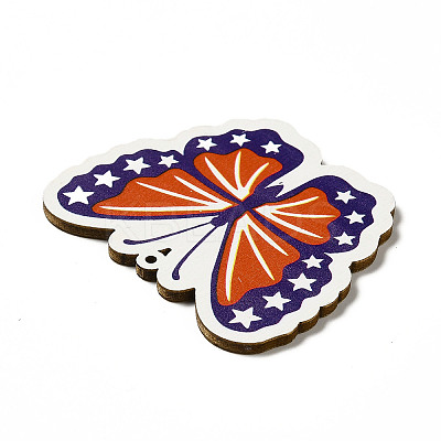 American Flag Theme Single Face Printed Aspen Wood Big Pendants WOOD-G014-09-1