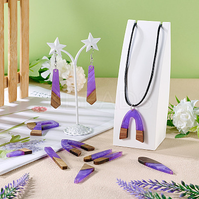 20Pcs 10 Styles Resin & Wood Pendants WOOD-TA0002-67A-1