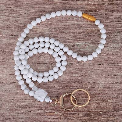 Silicone Beaded ID Card Neck Straps NJEW-SW00025-12-1