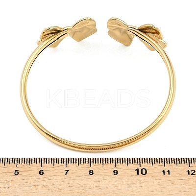 304 Stainless Steel Bowknot Cuff Bangles for Women LS-BJEW-A154-03G-1