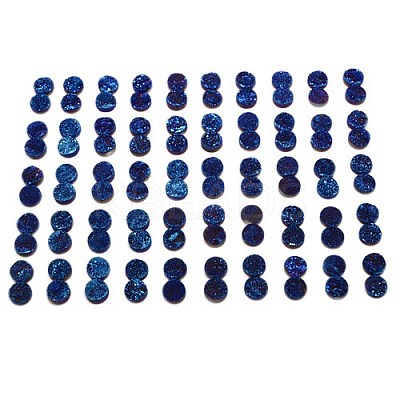 Electroplate Natural Druzy Crystal Cabochons G-L047-8mm-06-1
