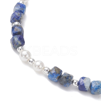 Natural Lapis Lazuli Beaded Stretch Bracelets BJEW-JB13199-02-1