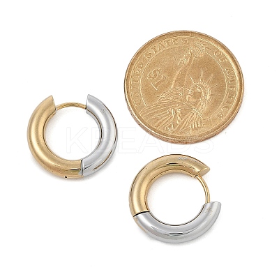 201 Stainless Steel Two Tone Hoop Earrings EJEW-Q002-01G-05-1