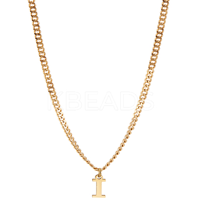 1Pc 304 Stainless Steel Letter Pendant Necklaces NJEW-LP0001-33I-G-1