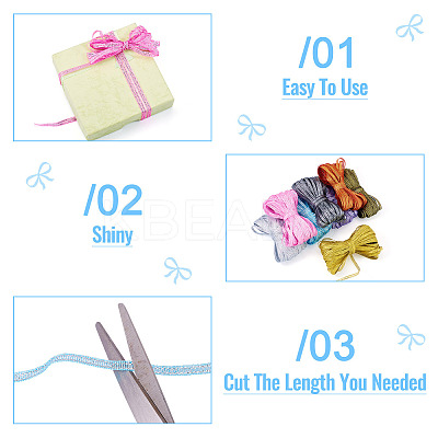8 Bundles Polyester Glitter Power Ribbons OCOR-TA0002-93-1