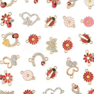 30Pcs 12 Styles Zinc Alloy Enamel Connector Charms FIND-FS0004-42-1