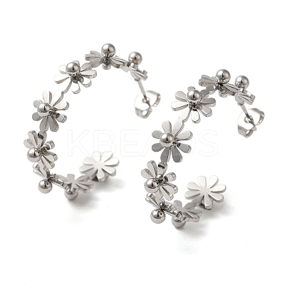 Non-Tarnish 304 Stainless Steel Flower Stud Earrings EJEW-K290-01P-1