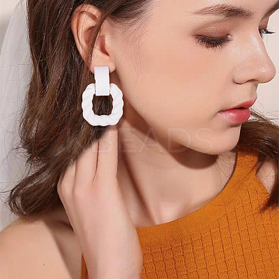 9 Pairs 9 Colors Acrylic Twist Rectangle Dangle Stud Earrings with Sterling Silver Pins for Women EJEW-AN0004-05-1