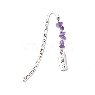 8Pcs 8 Styles Natural & Synthetic Gemstone Chip & Rectangle with Inspirational Word Bookmarks AJEW-JK00344-1