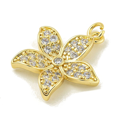 Rack Plating Brass Pave Cubic Zirconia Pendants KK-U029-25G-1
