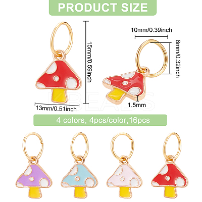 Autumn Theme Mushroom Alloy Enamel Charms HJEW-PH01845-1