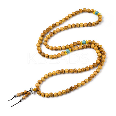 Wrap Style Buddhist Jewelry Bocote Round Beaded Bracelets or Necklaces BJEW-R281-34-1