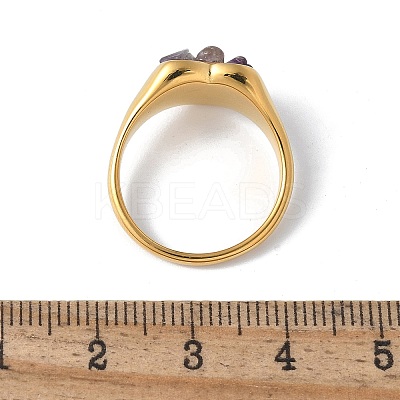 Heart Natural Amethyst Finger Rings RJEW-D303-01G-05-1