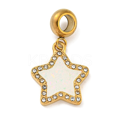 Ion Plating(IP) 304 Stainless Steel Pave Crystal Rhinestone European Dangle Charms X-STAS-U005-45G-02-1