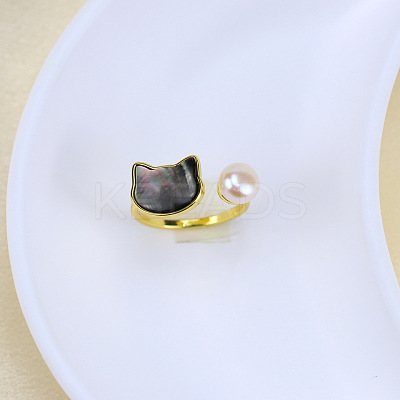 Natural Freshwater Pearl with Natural Shell Cuff Rings WGACE42-08-1
