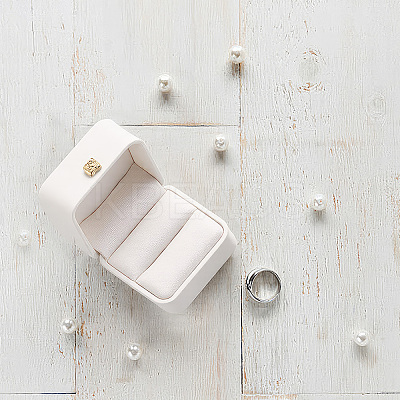 2Pcs PU Leather Ring Gift Boxes LBOX-CL0001-03-1