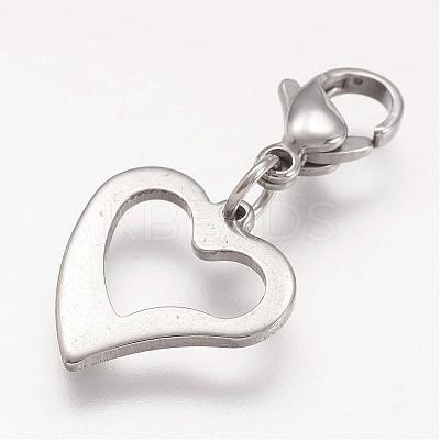 Non-Tarnish 304 Stainless Steel Open Heart Pendants HJEW-JM00290-1