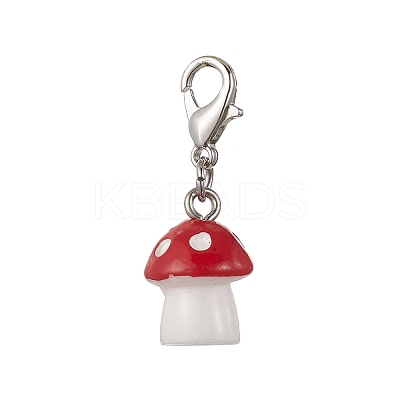Plastic Mushroom Pendant Decoration HJEW-JM03197-1
