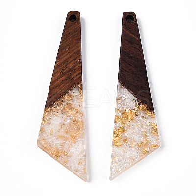 Transparent Resin & Walnut Wood Pendants RESI-N039-70A-1