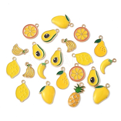 32Pcs 8 Styles Rack Plating Alloy Enamel Pendants ENAM-FP0002-90-1