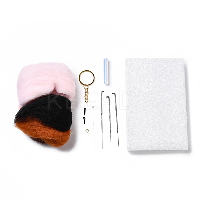 Elegant Woman DIY Keychain Needle Felting Kit DIY-I098-04-1
