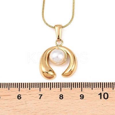 304 Stainless Steel with Acrylic Imitation Pearl Pendant Necklaces NJEW-H088-05A-G-1