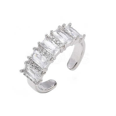 Brass Micro Pave Cubic Zirconia Cuff Open Rings for Women RJEW-L343-16P-04-1