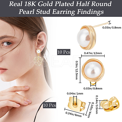 10Pcs Brass Stud Earring Findings KK-BBC0011-38-1