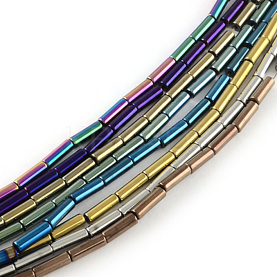 Tube Electroplated Non-magnetic Synthetic Hematite Beads Strands G-R259-38-1