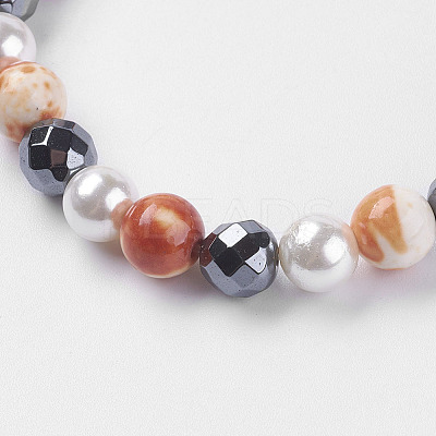 Synthetic Hematite Beads Stretch Bracelets BJEW-I241-26F-1