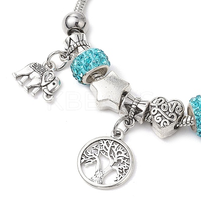 3 Pcs 3 Styles Alloy Snake Chain Charms Bracelets BJEW-JB11448-1