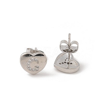 Rack Plating Brass Micro Pave Clear Cubic Zirconia Stud Earrings EJEW-K299-01P-G-1