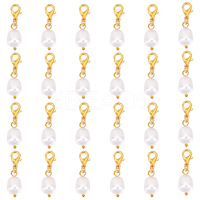 20Pcs Oval Natural Pearl Pendant Decoration HJEW-PH02069-1