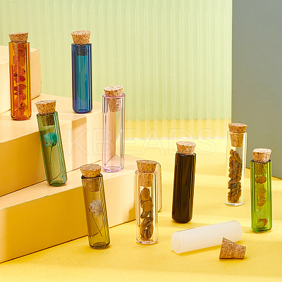 10Pcs 10 Colors Tube Glass Cork Bottles Ornament DJEW-PH0001-13-1