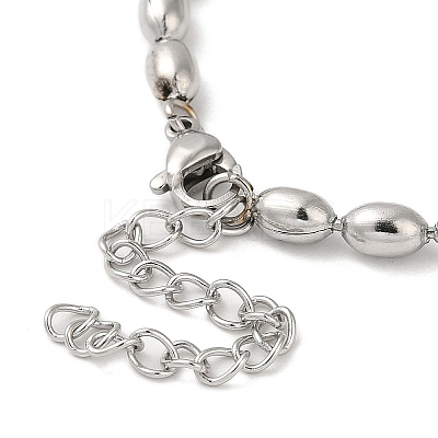 Non-Tarnish 304 Stainless Steel Oval Ball Chain Bracelets for Women BJEW-C046-01P-1