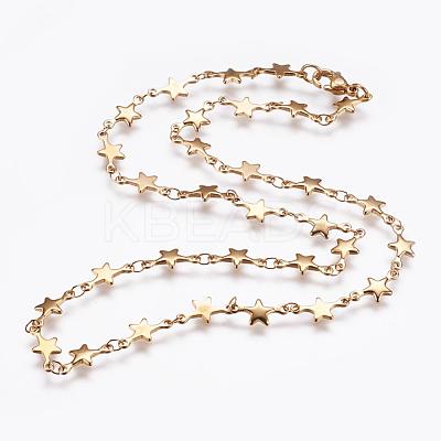 304 Stainless Steel Chain Necklaces STAS-P164-27G-1