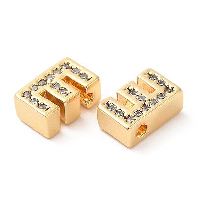 Brass Micro Pave Cubic Zirconia Beads KK-F855-03G-E-1